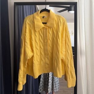 H&M Sunny Yellow Cable Knit Cardigan